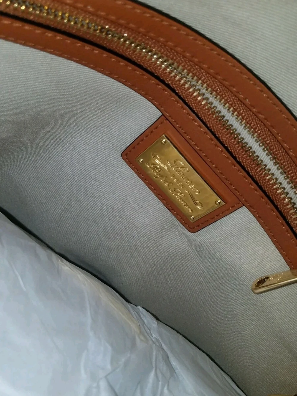 Lauren Ralph Lauren Two-Tone Tan & Camel Hobo Bag